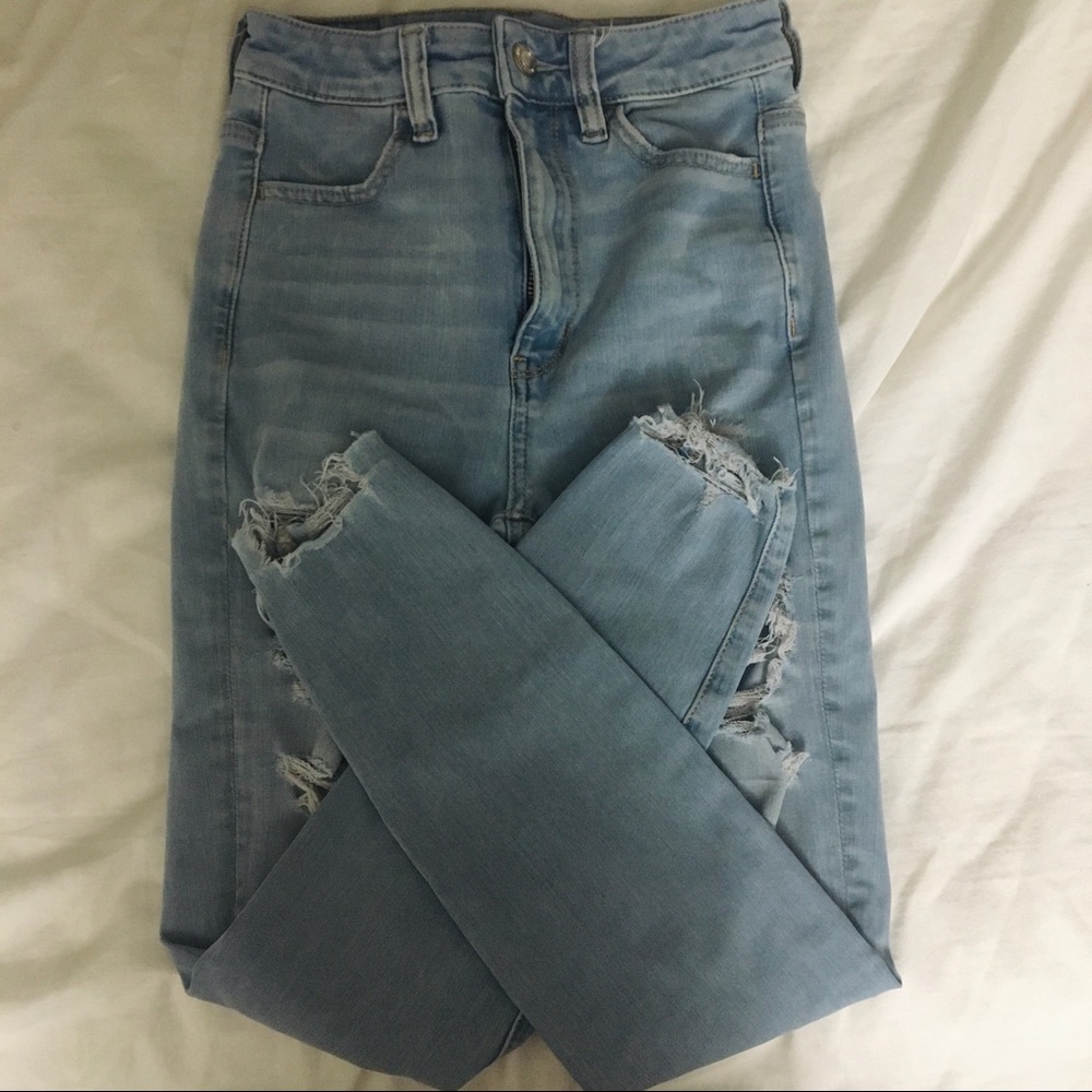 american eagle light wash high-rise jeggings